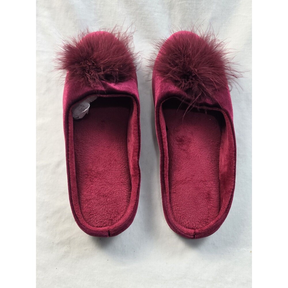 Evshine Women’s Raspberry Slippers Feather Fluffy Pom Closed Toe